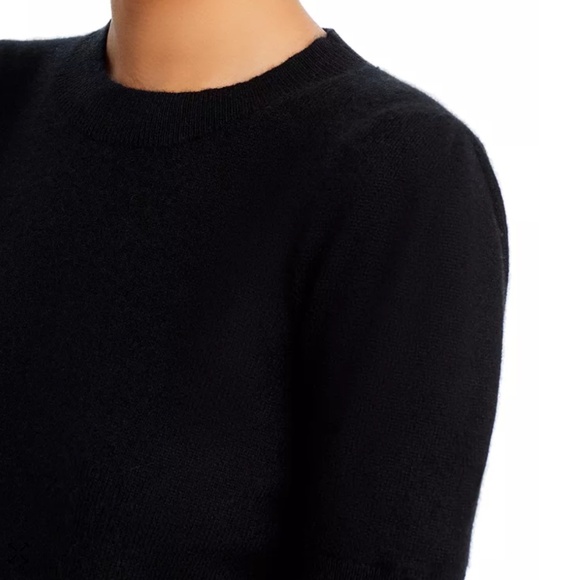 Luxurious 100% Cashmere Crystal Button Short Sleeve Sweater By Aqua in Black - Picture 5 of 7